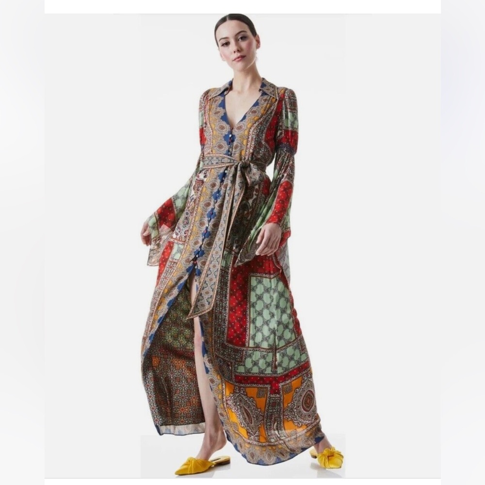 Alice + Olivia Jaylen Crepe De Chine Maxi Dress Size XS NWT